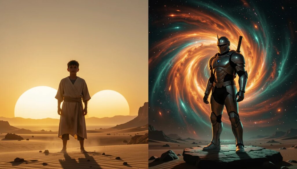 A Jornada do Herói em Star Wars: as 12 etapas do Monomito explicadas com cenas da saga Herói parte do deserto rumo ao vortex cósmico: Jornada do Herói em Star Wars